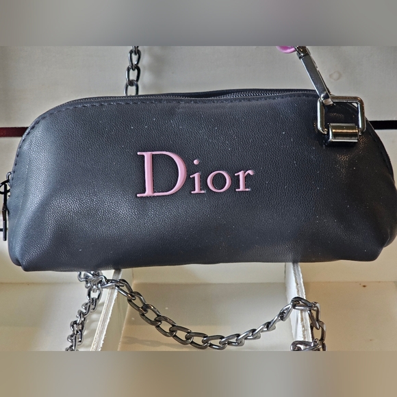 Christian Dior Black and Pink Clutch W/Crossbody Chain & Twilly Added - Picture 13 of 17